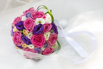 A beautiful bridal bouquet at a wedding party