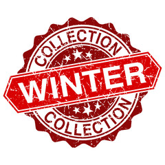 Winter collection red vintage stamp isolated on white background