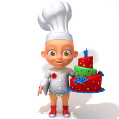 Baby Jake chef with birthday cake