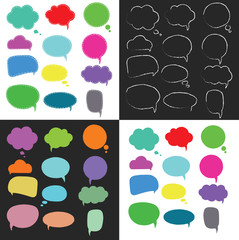 Hand-drawn colorful speech bubbles