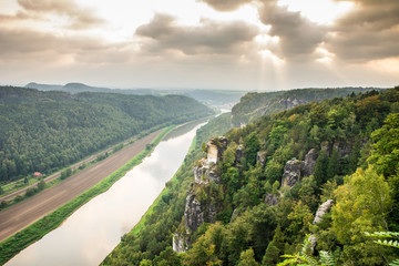 Fototapeta na wymiar River Elbe in Saxon Switzerland