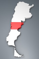 Chubut provincia Argentina mappa 3d