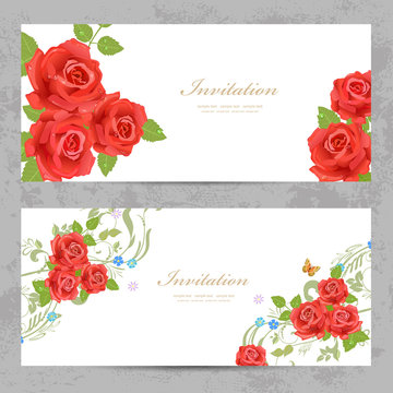 invitation cards with a red roses for your design