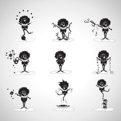 Clowns - Isolated On Gray Background - Vector Illustration