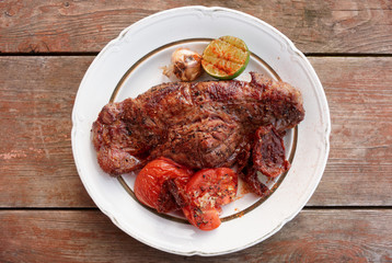 Striploin steak with grilled vegetables