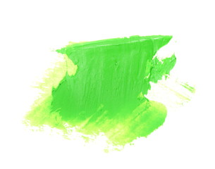 green grunge brush strokes oil paint isolated on white