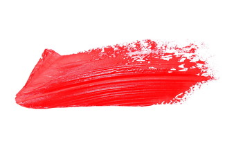 red grunge brush strokes oil paint isolated on white