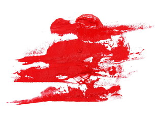 red grunge brush strokes oil paint isolated on white