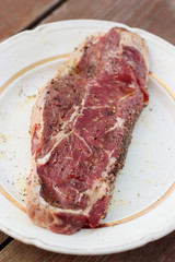 Striploin steak, shallow depth of field