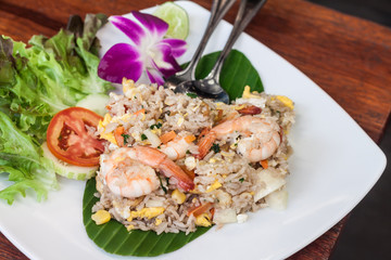 Fired rice,Thai food,on wooden table