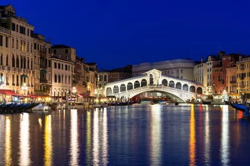 Acrylic prints Rialto Bridge Night view of Rialto bridge and Grand Canal in Venice. Italy