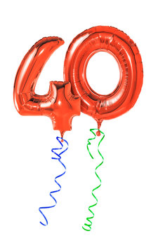 Rote Luftballons mit Geschenkband - Nummer 40