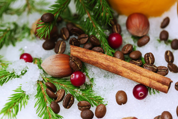 tangerines snow grain coffee cinnamon hazelnut