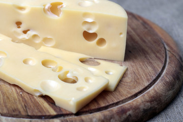 Cheese on the wood plank