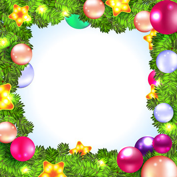 Christmas wreath with fir and holly