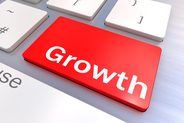 Fototapeta premium Computer keyboard with a Growth Button Concept