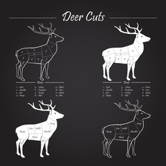Deer meat cut scheme - elements on blackboard