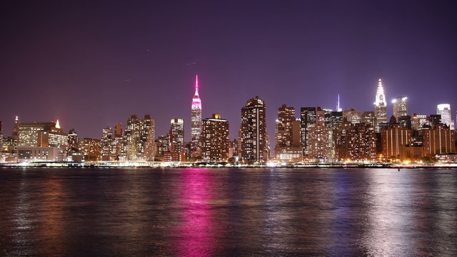 night light manhattan bay 4k time lapse from new york