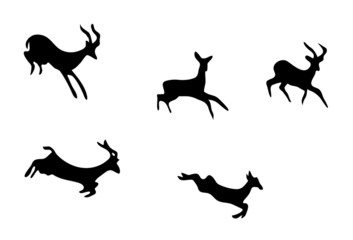 vector set - silhouettes of mountain goats