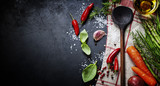 Wooden spoon and ingredients