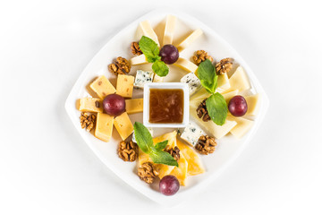 Cheese Plate with nuts and honey