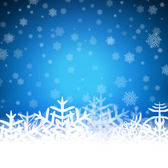 Christmas background with snowflakes and lights. Vector image