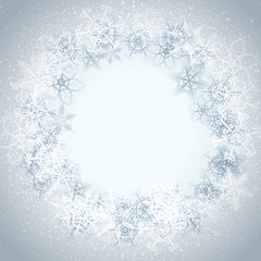 Fototapeta premium Christmas background with snowflakes and lights. Vector image