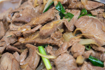 Thai food with beef and vegetables