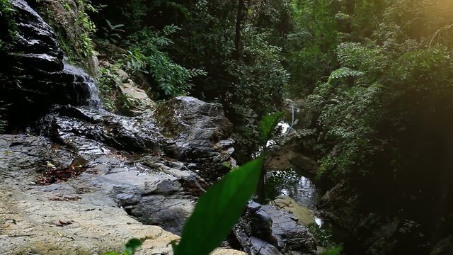 Waterfall in deep forest on Koh Samui. HD. 1920x1080