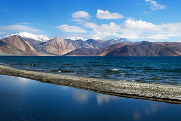 Pangong Lake in Ladakh, Jammu and Kashmir State, India