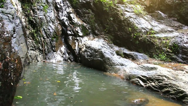 Waterfall in deep forest on Koh Samui. Thailand. HD. 1920x1080