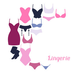 Obraz na płótnie Canvas Fashion lingerie background design with female underwear.