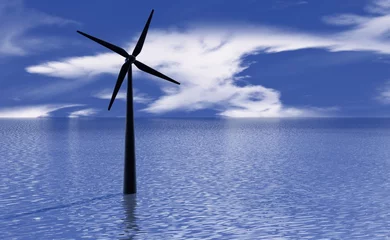 Foto auf Acrylglas Een windmolen in de zee © emieldelange