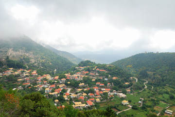 Fototapeta premium Remote village of Eglouvi in the mountains of Lefkada