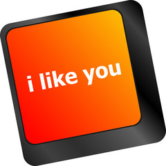 button keypad keyboard key with i like you words