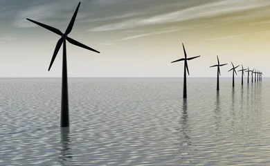 Deurstickers Molenpark windenergie op zee © emieldelange
