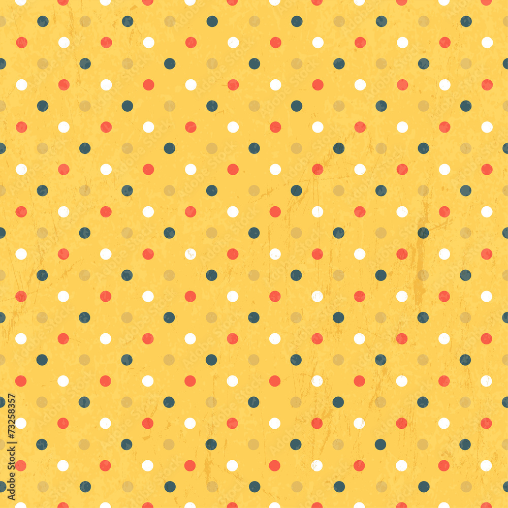 Poster Seamless colorful polka dots pattern with textured layer, vector