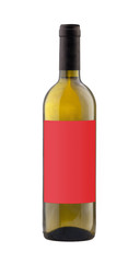 White wine bottle isolated with blank label.