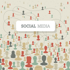 Social concept on recycled paper texture, retro styled. Vector