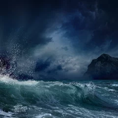 Deurstickers Onweer Stormachtige zee