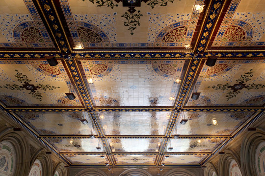 New York City central park Bethesda Terrace underpass arcade det - Powered by Adobe