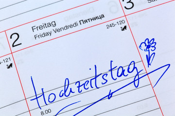 Kalender Hochzeitstag