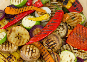 Grilled vegetables close up