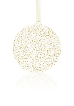 Golden Christmas ball with reflection
