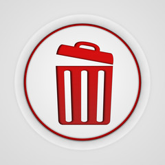 trash can circular icon on white background