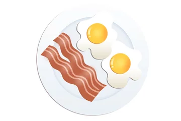 Crédence de cuisine en verre imprimé Oeufs sur le plat Fried eggs with bacon
