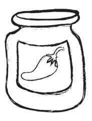 doodle grunge glass jar with peppers