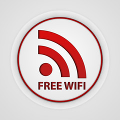 Free wifi circular icon on white background