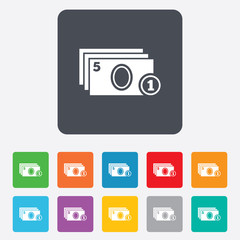 Cash and coin sign icon. Paper money symbol.