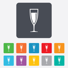 Glass of champagne sign icon. Alcohol drink.